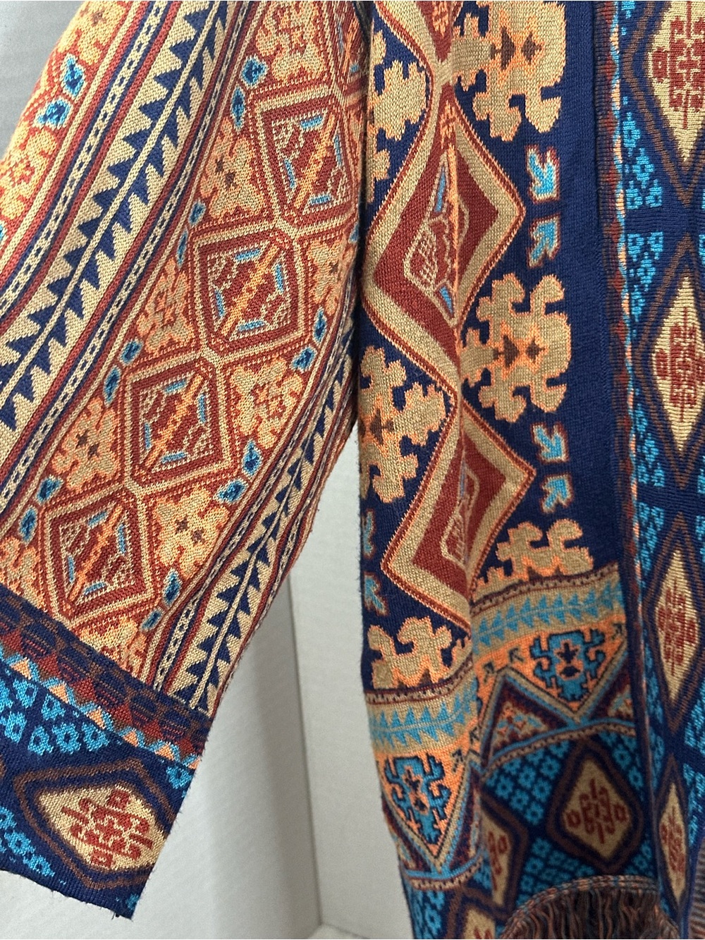 Ruby Rd. Multicolor Boho Open-Front Fringe Cardigan, size XL - Picture 4 of 6